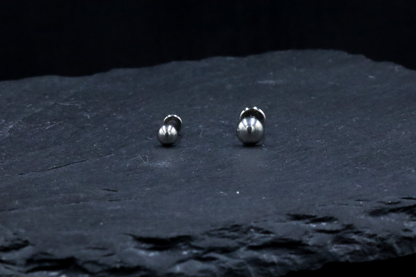 Titanium Half Bead Threadless Earring