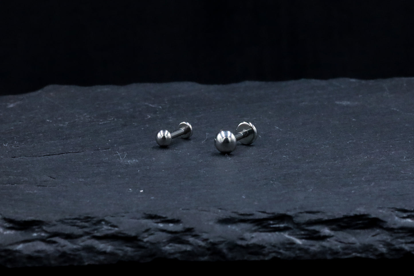 Titanium Half Bead Threadless Earring