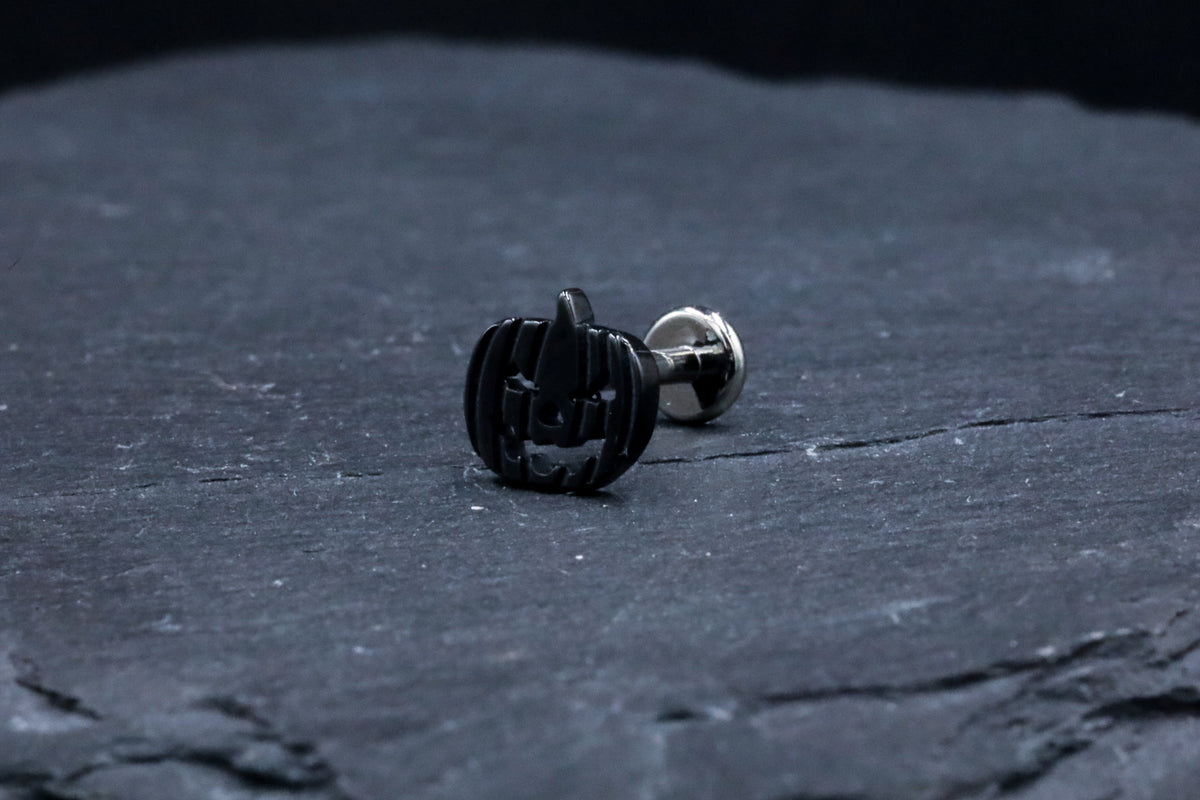 Black Jack-O-Lantern Titanium Threadless Earring
