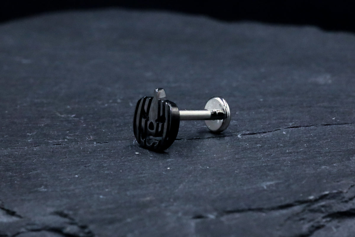 Black Jack-O-Lantern Titanium Threadless Earring