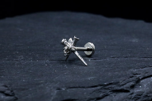 Vampire Rose Titanium Threadless Earring