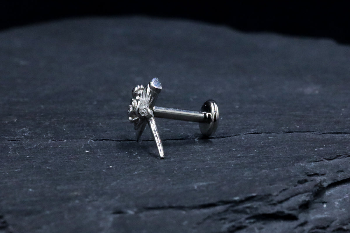 Vampire Rose Titanium Threadless Earring