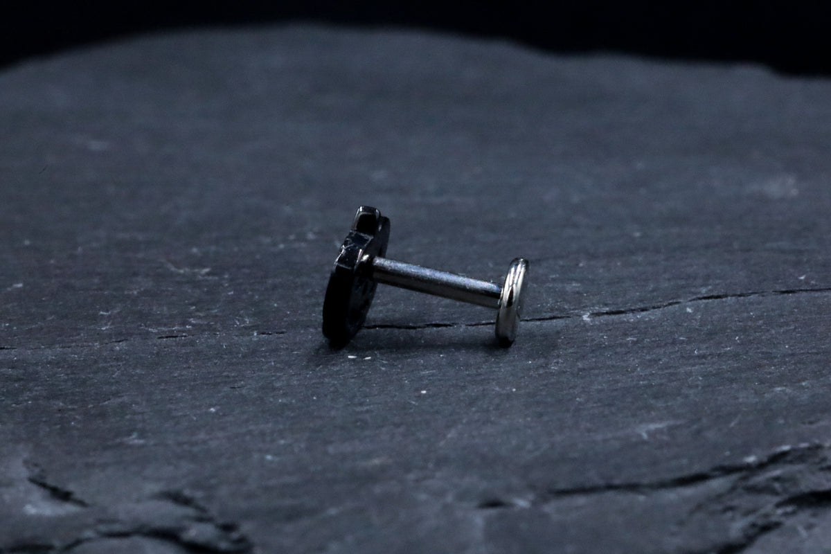 Black Jack-O-Lantern Titanium Threadless Earring