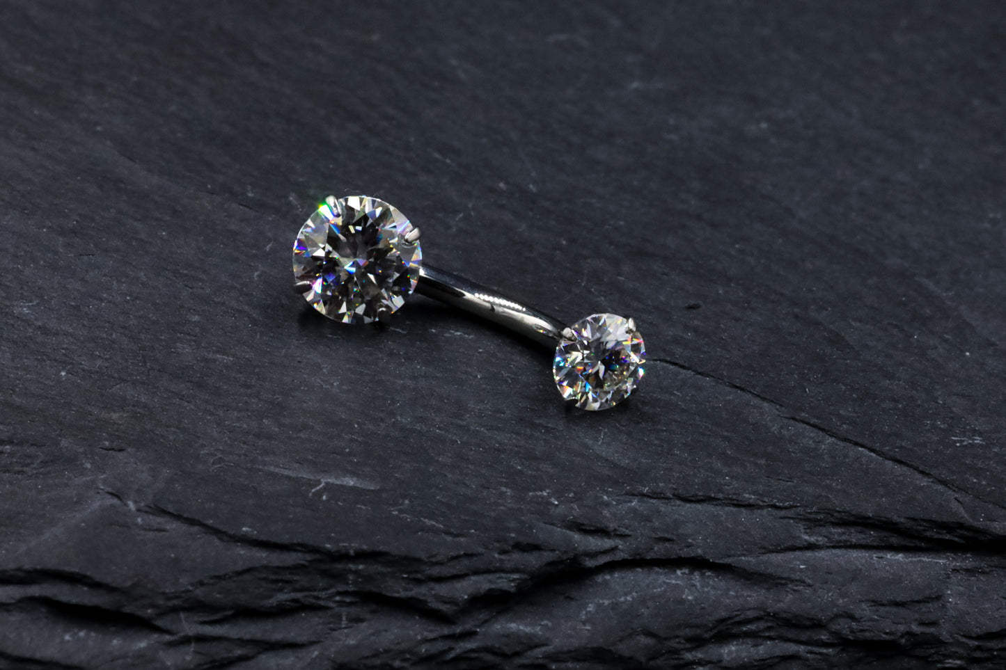 Round Moissanite Classic Prong Navel Bar