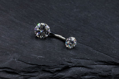 Round Moissanite Classic Prong Navel Bar