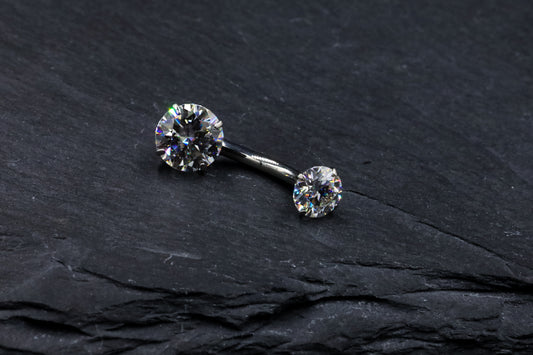 Round Moissanite Classic Prong Navel Bar