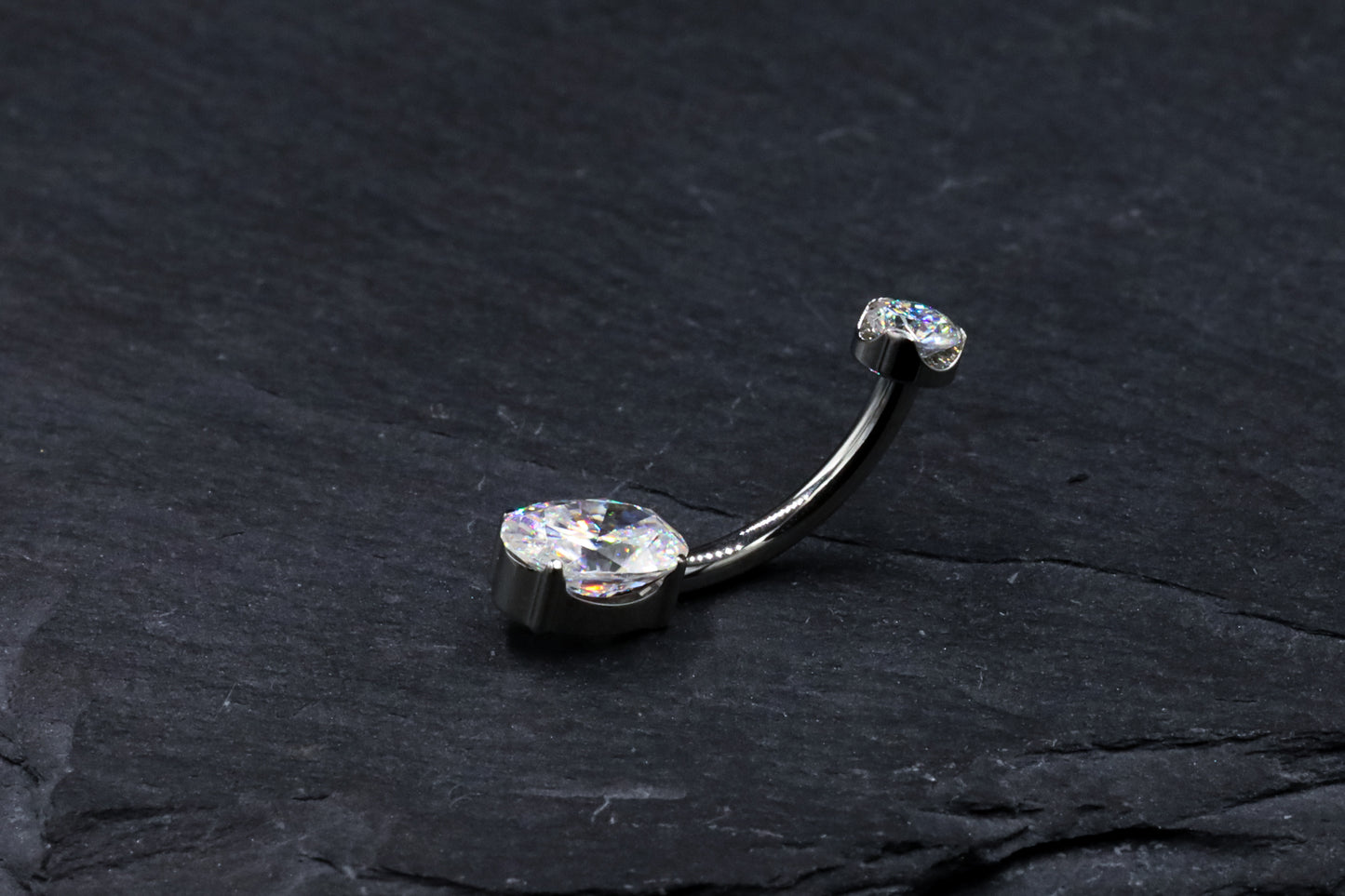 Oval Moissanite Hybrid Bezel Navel Bar