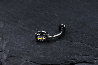 Oval Moissanite Hybrid Bezel Navel Bar
