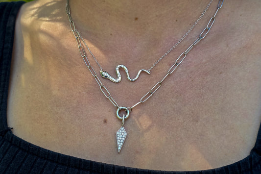 Sterling Silver and Moissanite Snake Necklace