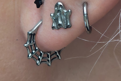 Titanium Spider Web Hoop Earring