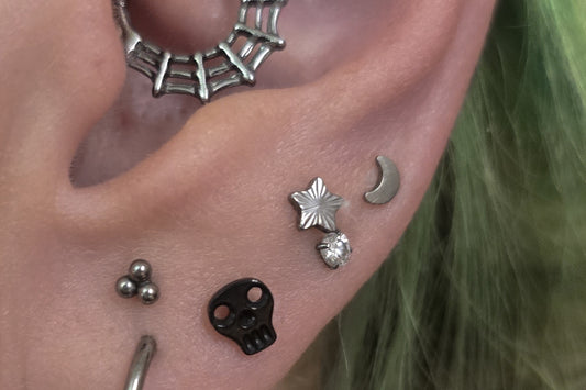 Cut Star Titanium Threadless Earring