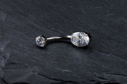 Oval Moissanite Hybrid Bezel Navel Bar