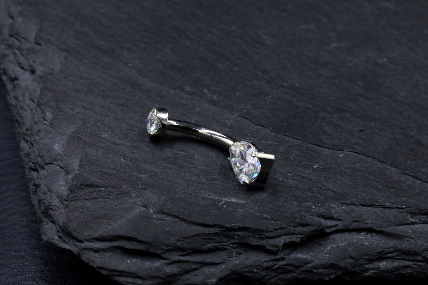 Pear Moissanite Hybrid Bezel Navel Bar