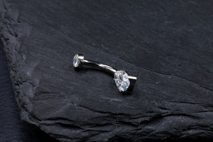 Pear Moissanite Hybrid Bezel Navel Bar