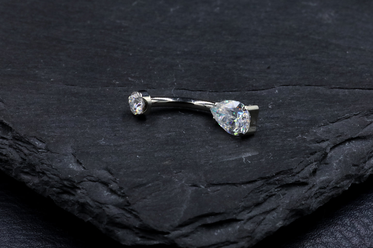Pear Moissanite Hybrid Bezel Navel Bar