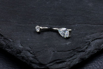 Pear Moissanite Hybrid Bezel Navel Bar