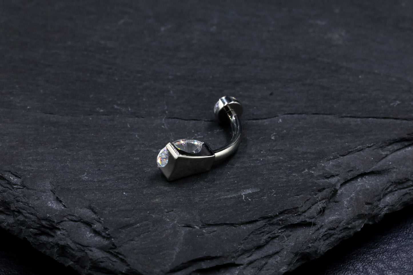 Pear Moissanite Hybrid Bezel Navel Bar
