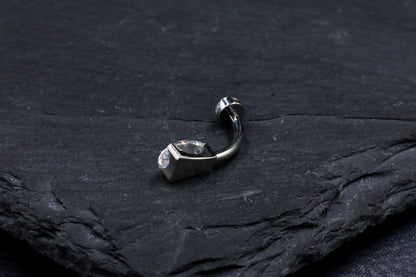 Pear Moissanite Hybrid Bezel Navel Bar