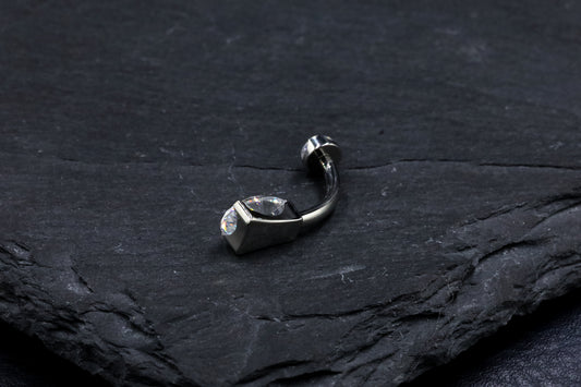 Pear Moissanite Hybrid Bezel Navel Bar