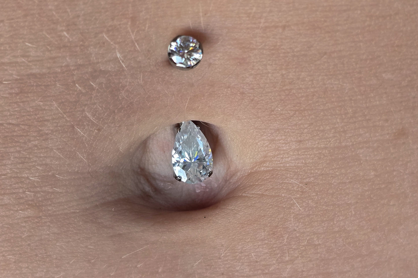 Pear Moissanite Hybrid Bezel Navel Bar