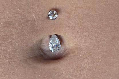 Pear Moissanite Hybrid Bezel Navel Bar