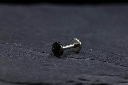 Black Cut Titanium Disc Threadless Earring