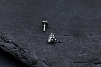 Statement Round Prong-set Moissanite Titanium Threadless Earring