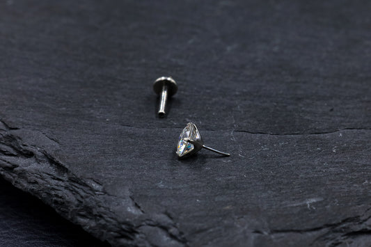 Statement Round Prong-set Moissanite Titanium Threadless Earring