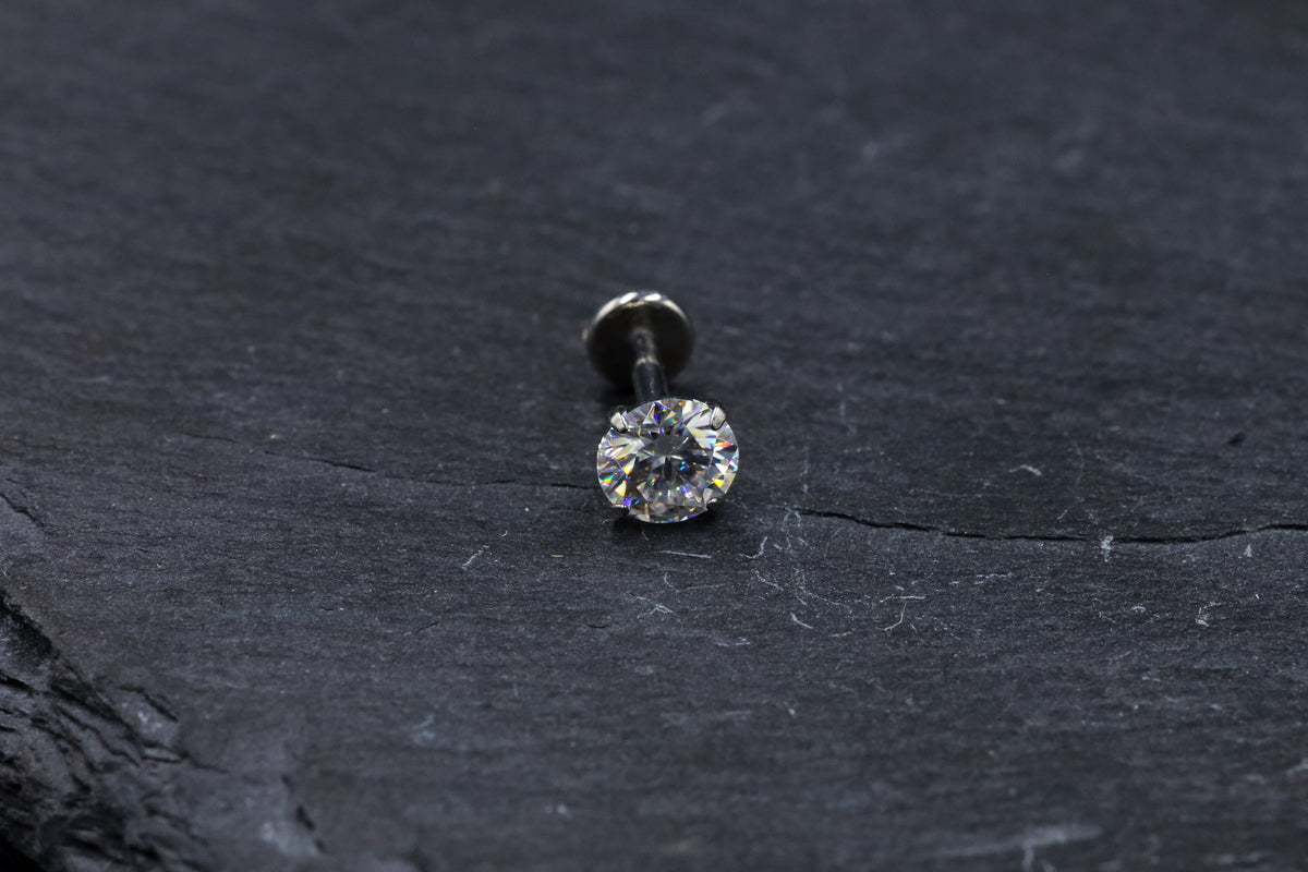 Statement Round Prong-set Moissanite Titanium Threadless Earring