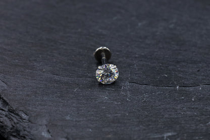 Statement Round Prong-set Moissanite Titanium Threadless Earring
