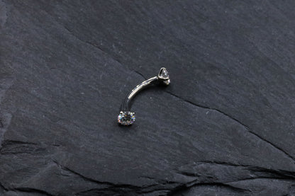 Small Round Moissanite Curved Barbell