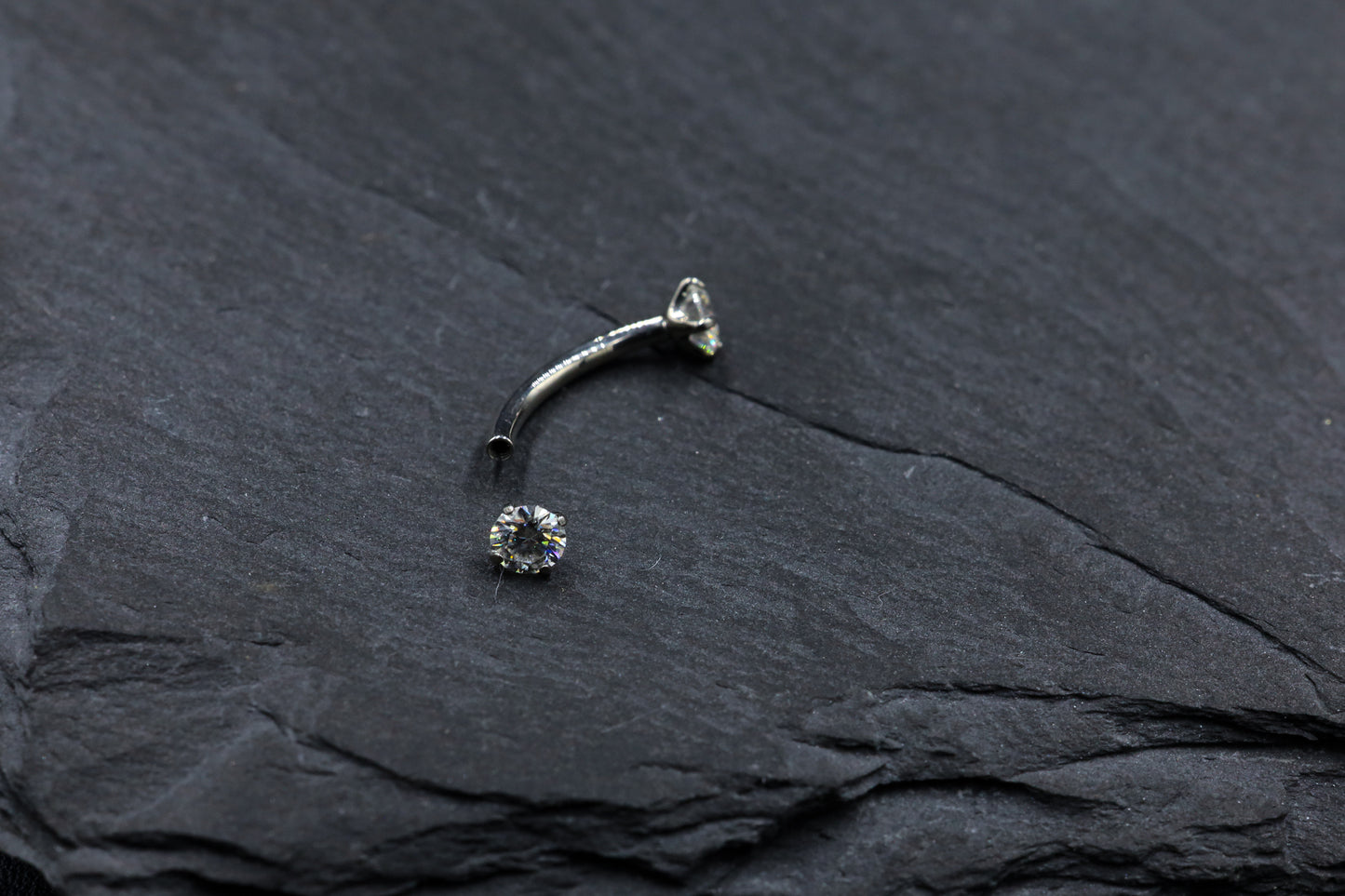 Small Round Moissanite Curved Barbell