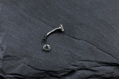 Small Round Moissanite Curved Barbell