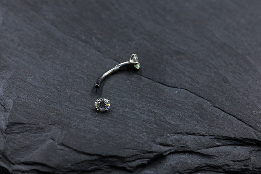 Small Round Moissanite Curved Barbell