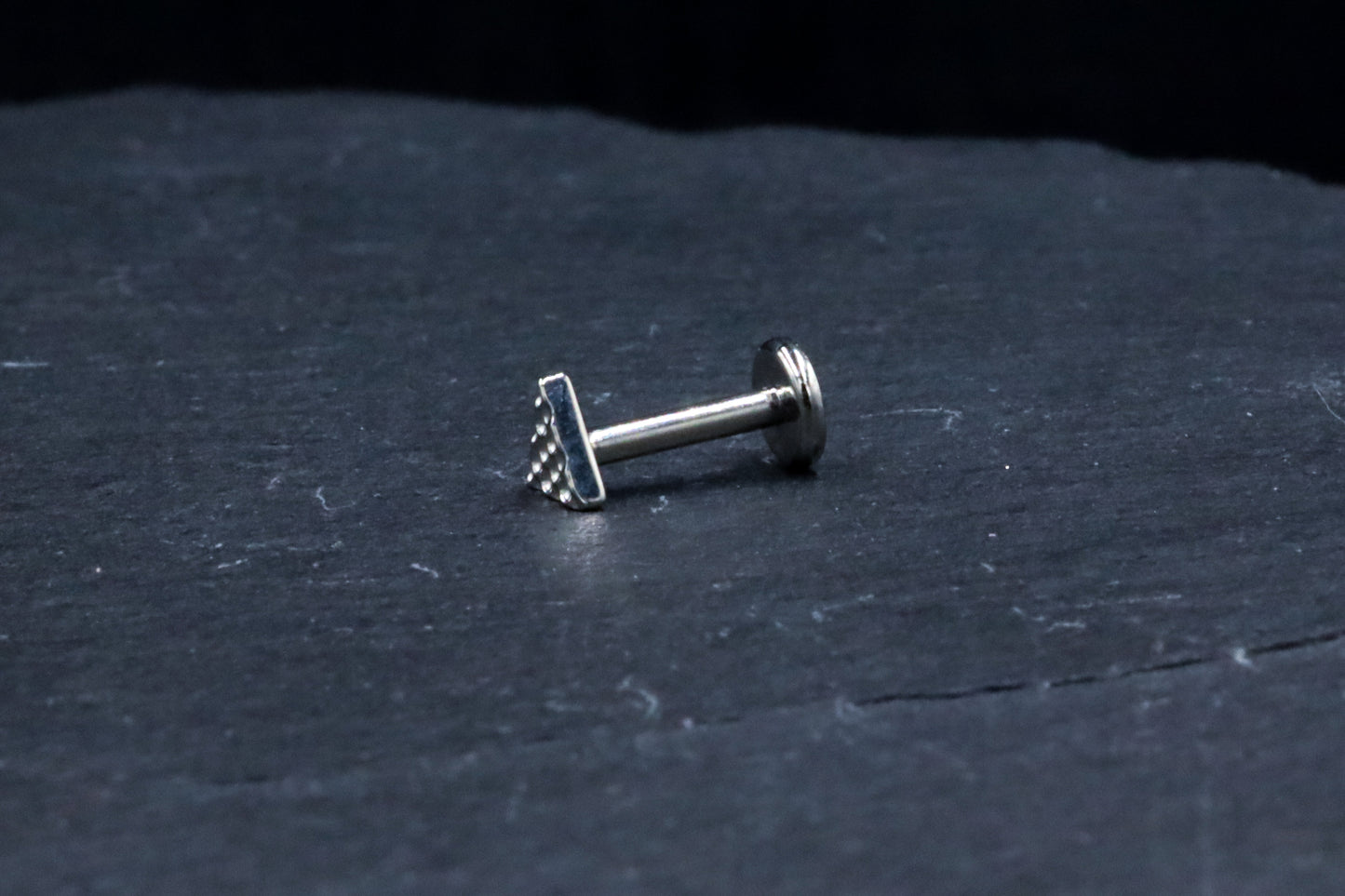 Textured Triangle Titanium Threadless Earring