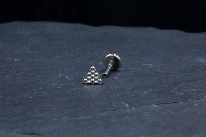 Textured Triangle Titanium Threadless Earring