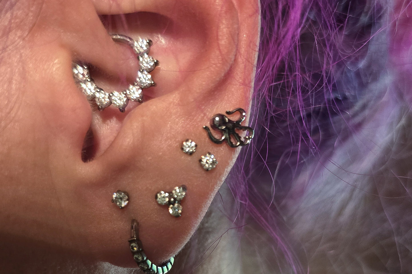 Kraken Titanium Threadless Earring