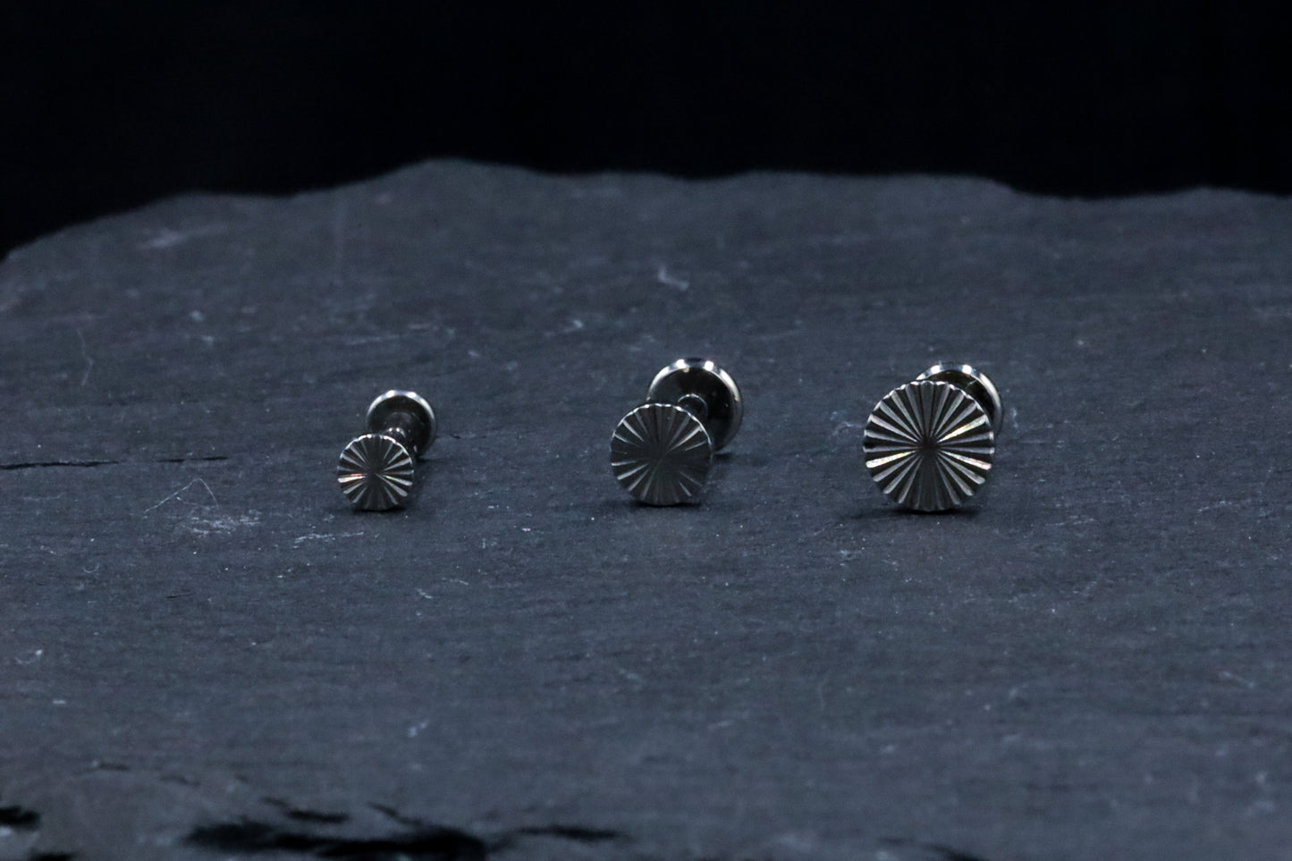 Cut Titanium Disc Threadless Earring