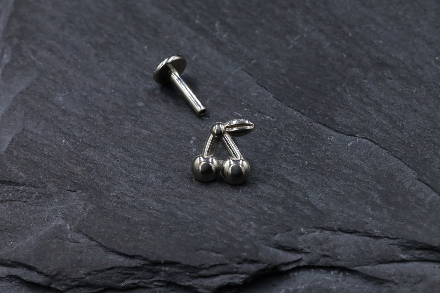 Cherries Titanium Threadless Earring