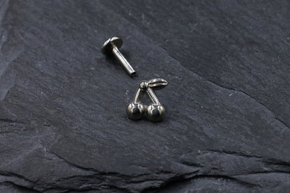 Cherries Titanium Threadless Earring