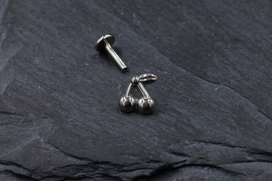 Cherries Titanium Threadless Earring