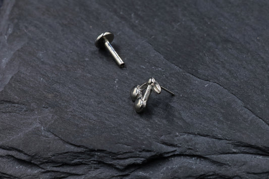 Cherries Titanium Threadless Earring
