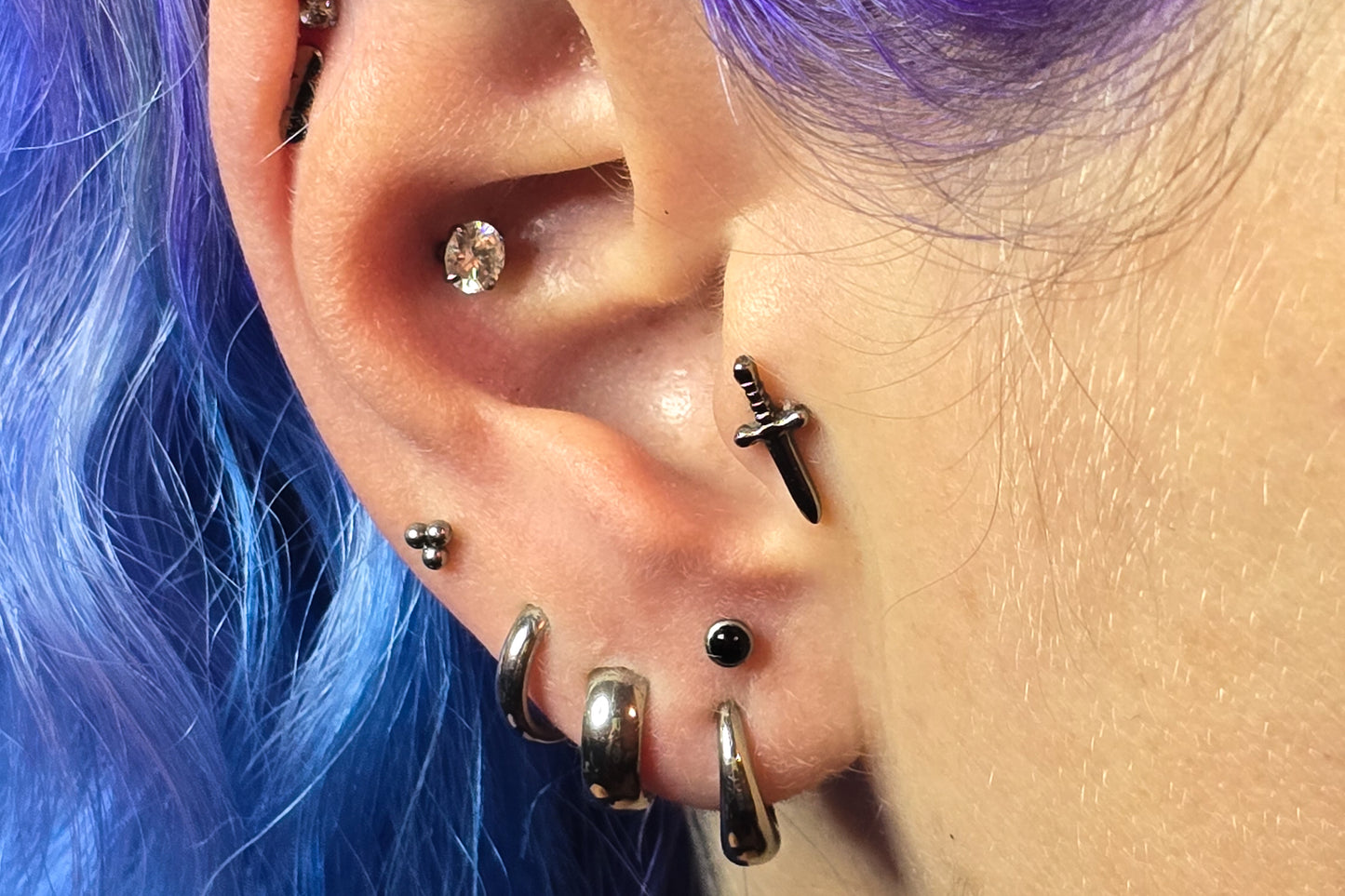 Titanium Dagger Threadless Earring