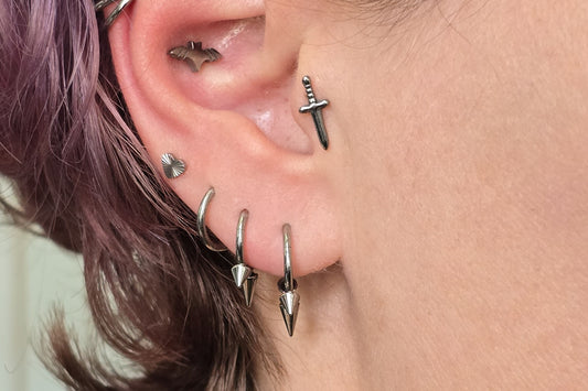 Titanium Spikes Hoop Earring