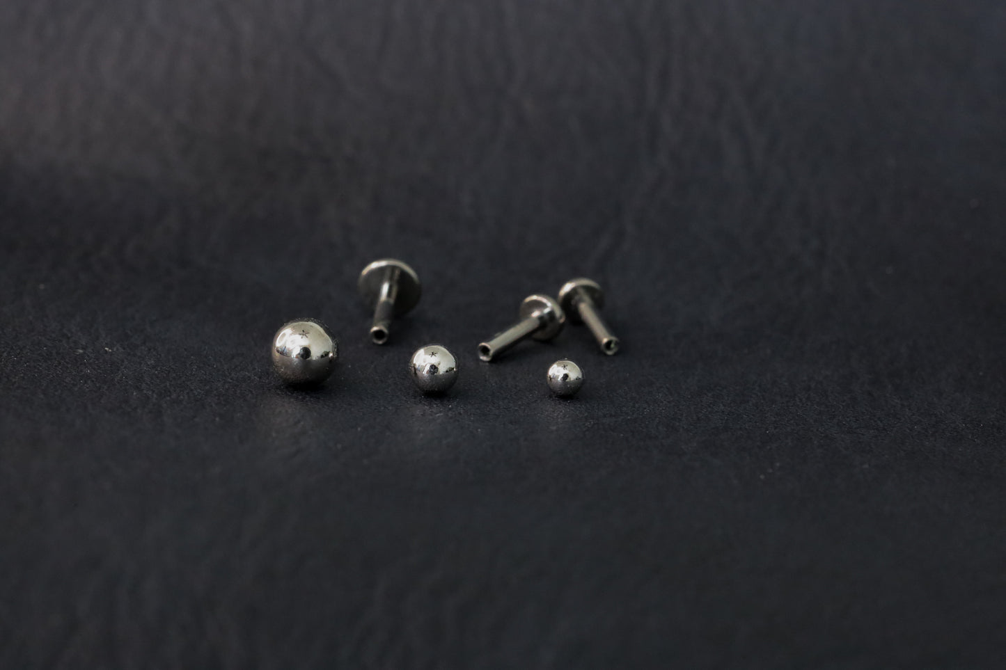 White Gold Round Bead Threadless Earring