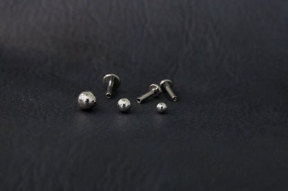 White Gold Round Bead Threadless Earring