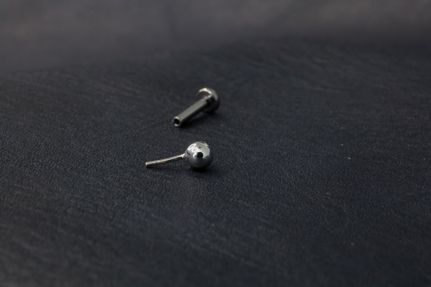 White Gold Round Bead Threadless Earring