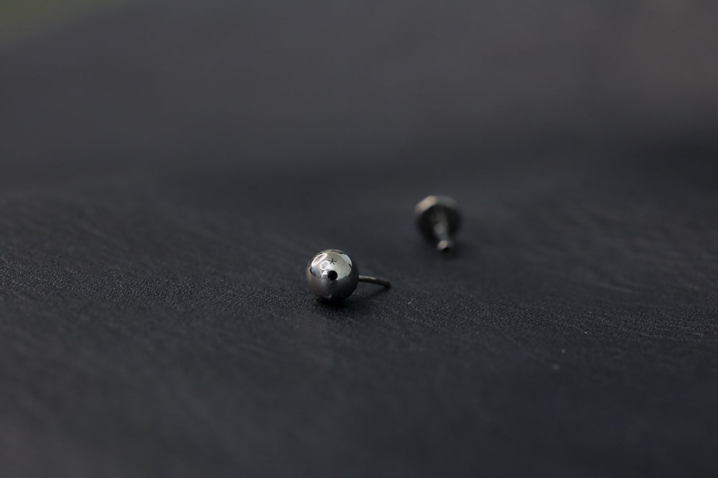 White Gold Round Bead Threadless Earring
