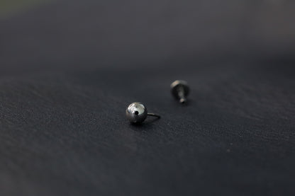 White Gold Round Bead Threadless Earring