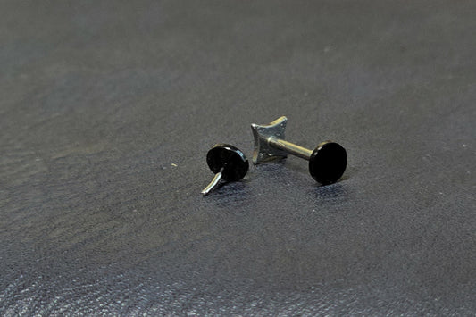 Black Disc Titanium Threadless Earring